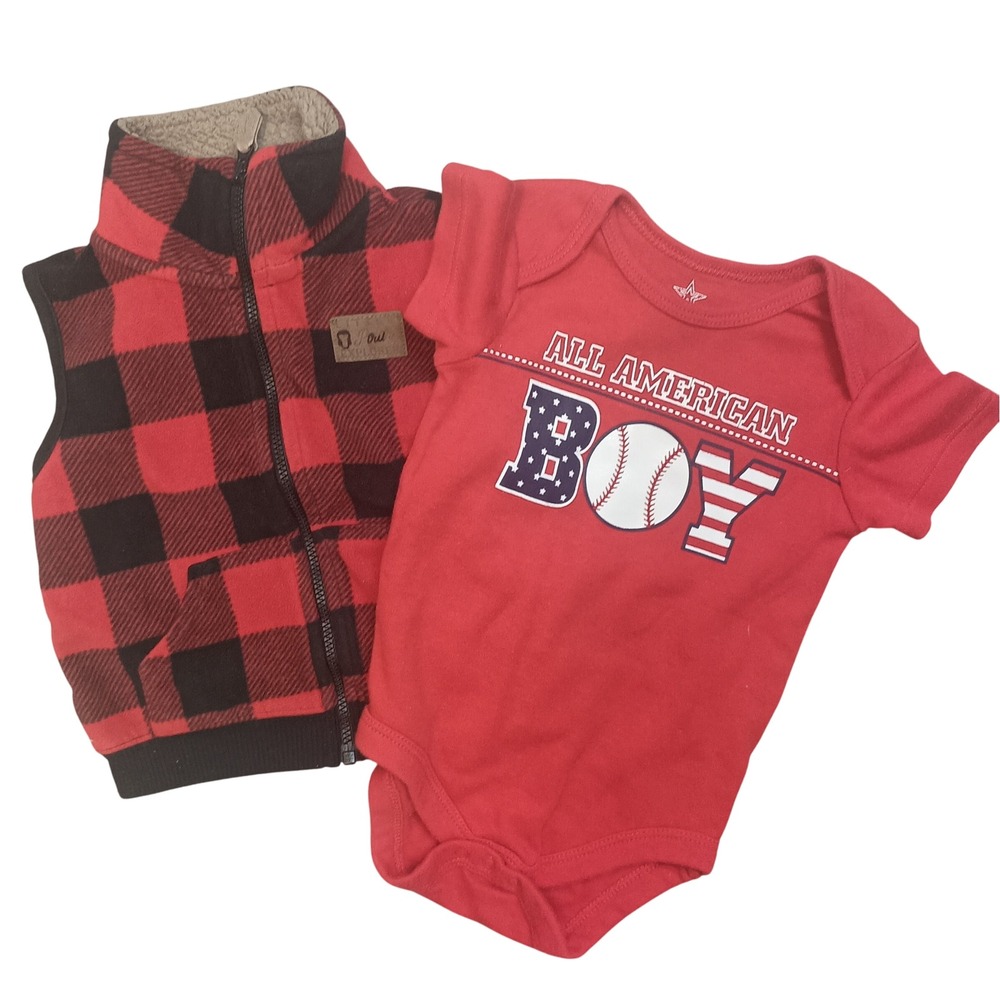 Carter's Vest Jacket & All American‎ Boy Red Onsie SKUK096